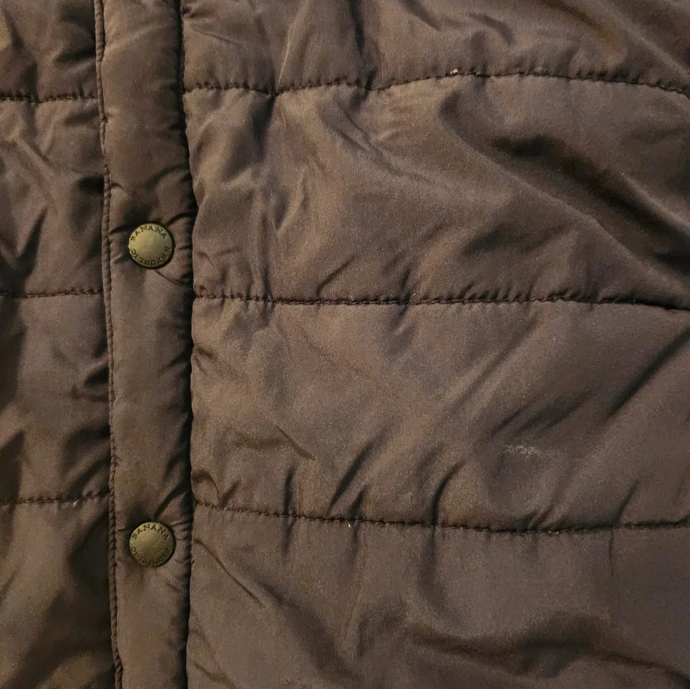 Banana Republic Men's Jacket, Black Woven Quilted Coat Sz Medium EUC Lightweight